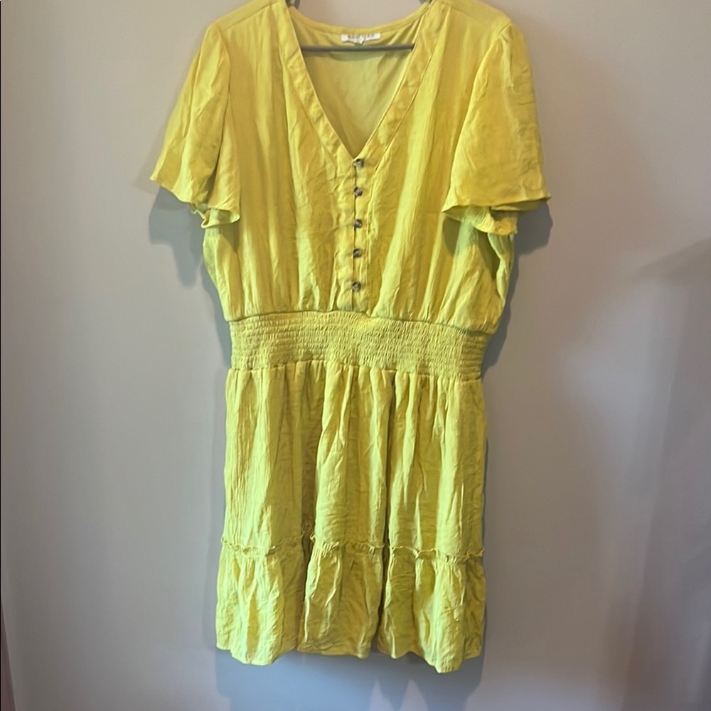 Gorgeous 3X Yellow V-Neck Button Dress
in Excellent Condition